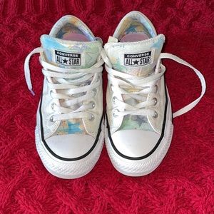 Converse All Star White with Multicolor Tongue Canvas Sneakers Women's 8